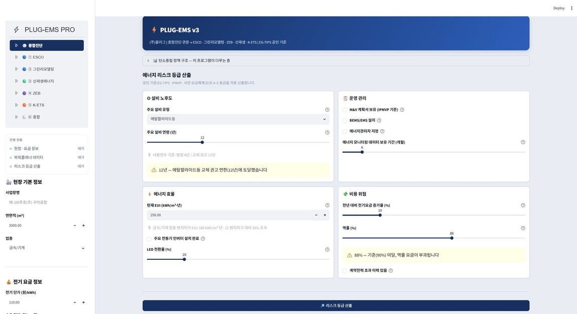 PLUG-EMS PRO 리스크 등급 산출